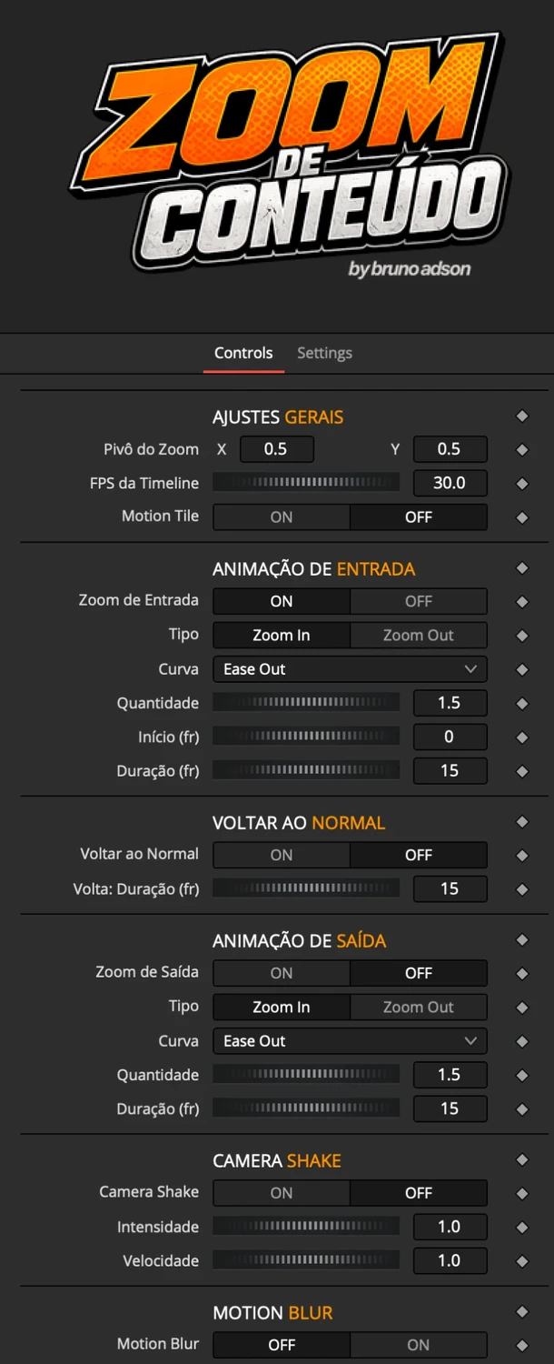 Interface do Zoom de Conteúdo